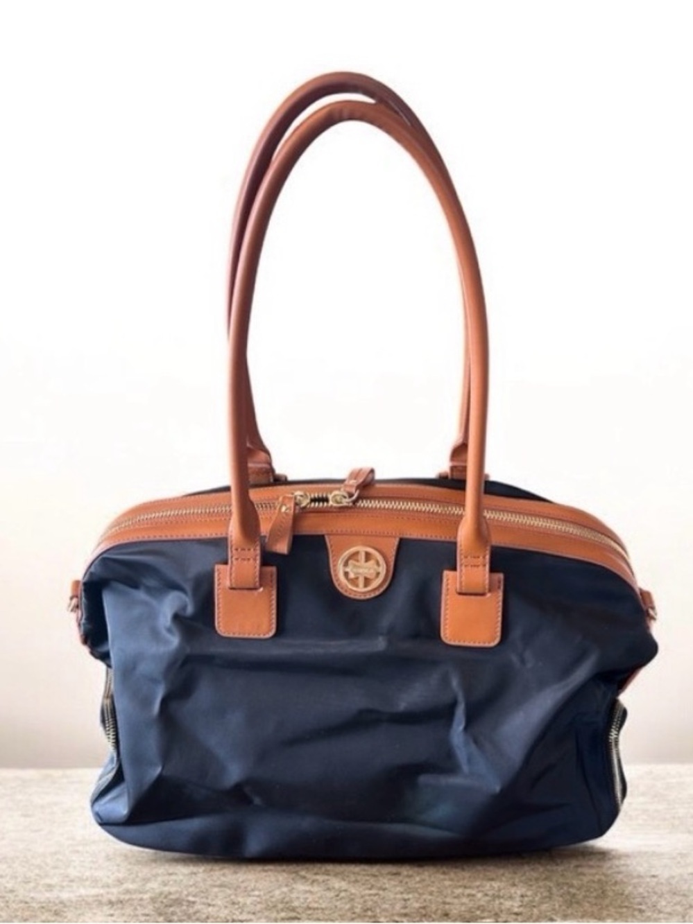 JEMMA Jackie 56 Travel Bag Navy Nylon Leather Trim Weekender Duffel